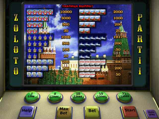 Символы в автомате Золото Партии Таблица выплат в слоте Zoloto Partii